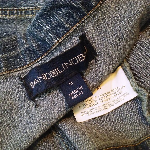 Vintage 90s Bandolino Blu Denim Vest Waistcoat Lady-XL Fitted Lapels Pockets - Picture 8 of 9